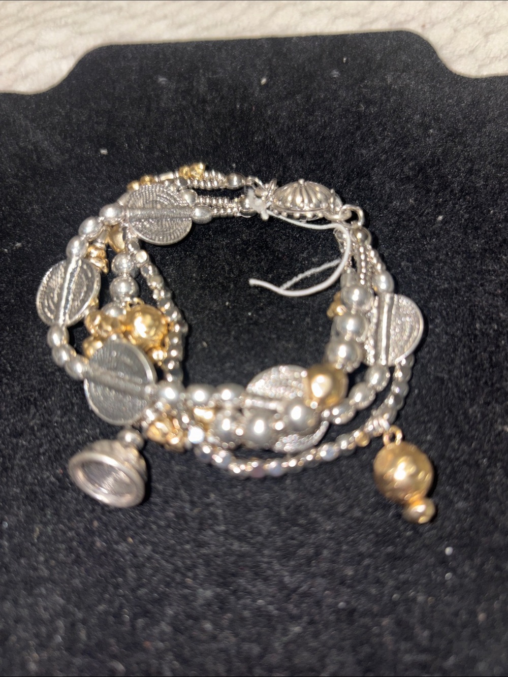 Chico's Mixed Silver and Gold Multi-Strand Charm Bracelet